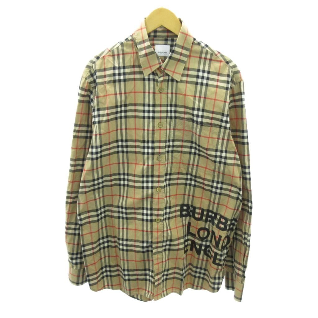 バーバリー BURBERRY 美品 現行 シャツ ノバチェック ロゴ プリント