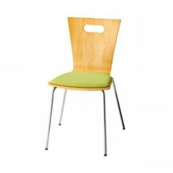 ポイント14倍 12 5 カフェチェアー プライウッドチェアー座パッド付グリーン LFP 16 GN