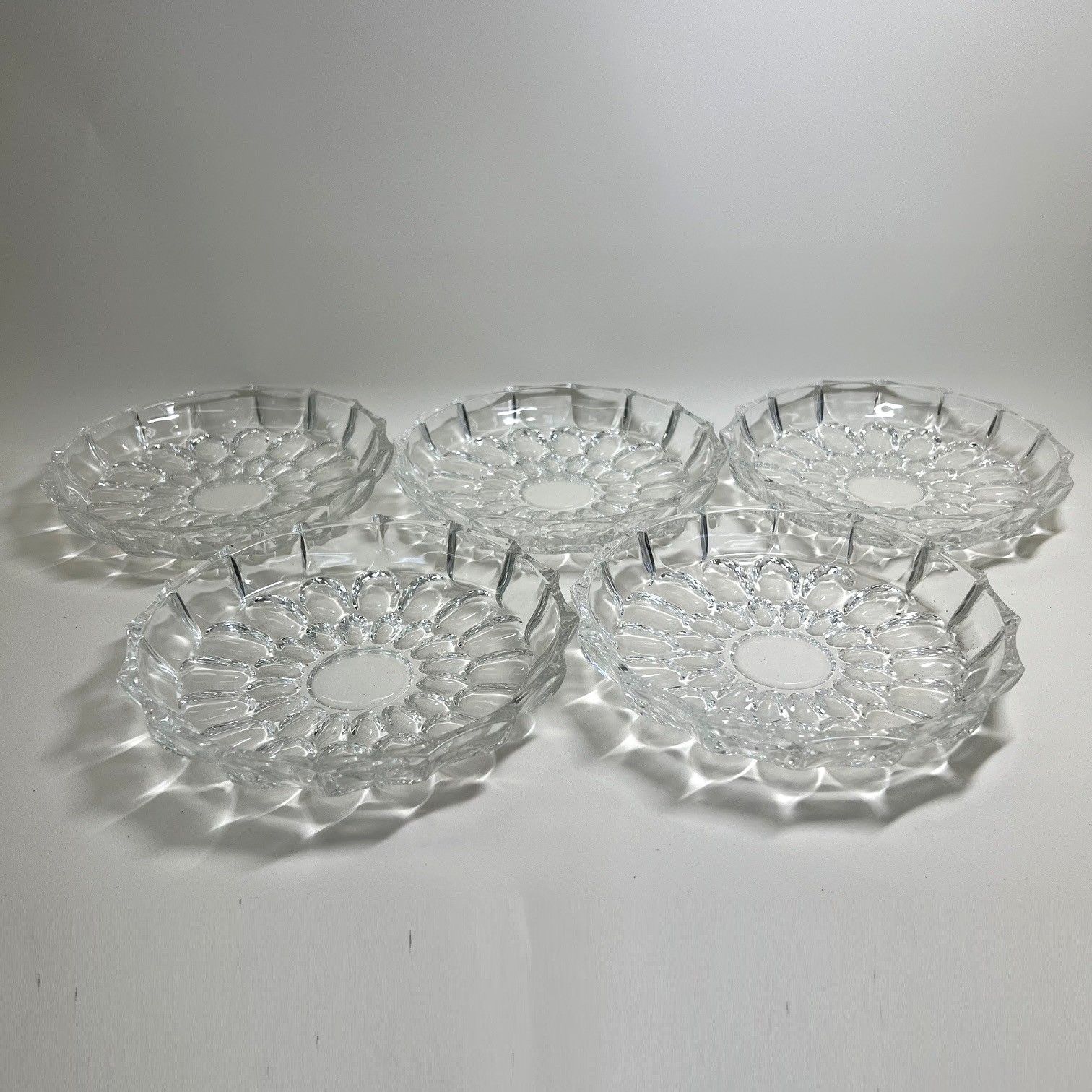 美品】HOYA ガラス皿5枚セット 保谷クリスタル 昭和レトロ 