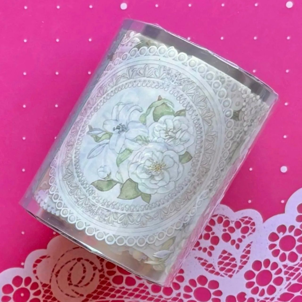 贝壳光 6 cm 10 m 白昼礼 海外マスキングテープ 海外マステ 花 レース