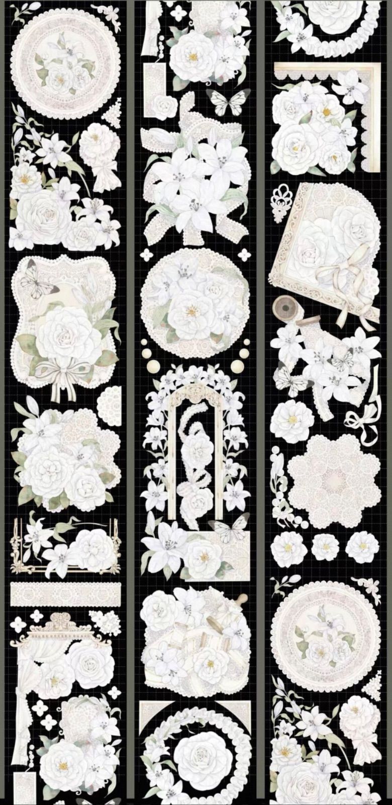  贝壳光 6 cm 10 m 白昼礼 海外マスキングテープ 海外マステ 花 レース マスキングテープ テープ マスキングテープ