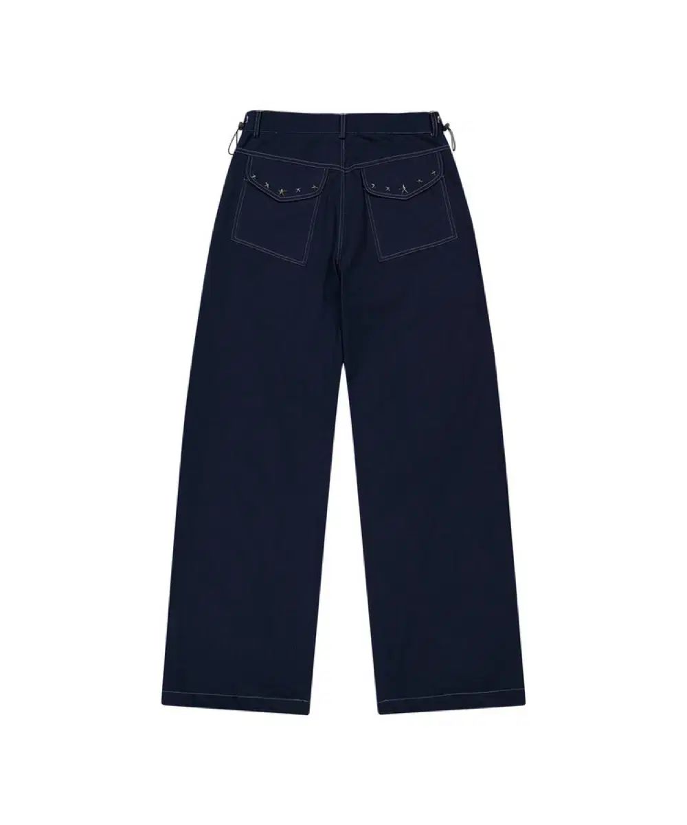 タンサンマ 麻 サン SAN タンサン コットン ワイド スター スタッズ パンツ ネイビー