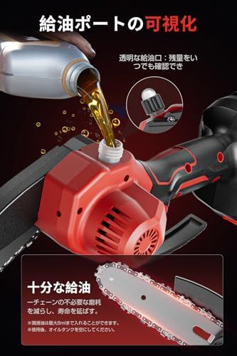 技術革新一体化 電動チェーンソー 充電式 給油システム ツール不要 ミニチェーン ソー 片手 軽量 強力 小型チェー ンソー ハンディ21 V大容量バッテリー 木工作業 薪作り 樹木の伐採 庭木の剪定 竹の伐採 収納 き 日本語取扱 e 3 b 54414
