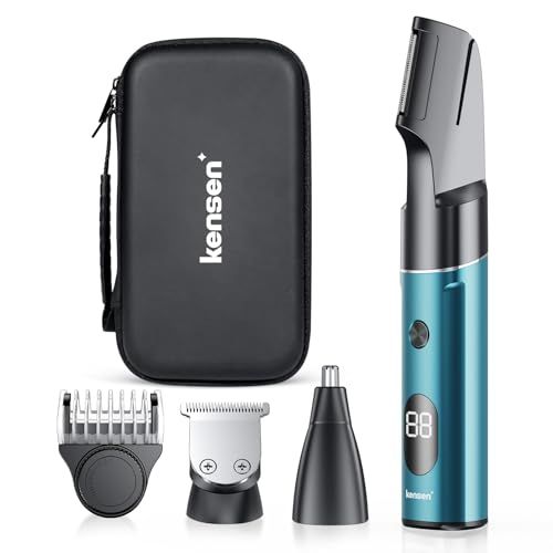 kensen ボディシェーバー メンズ むだげ処理 ヒゲトリマー VIO対応 1台多役 パワートリマー 電動 バリカン シェーバー IPX 6防水 乾湿両用 薄メッシュ刃 9 mm長さ調整 背中 胸 足 ムダ毛処理 c 76 fcf 0 f