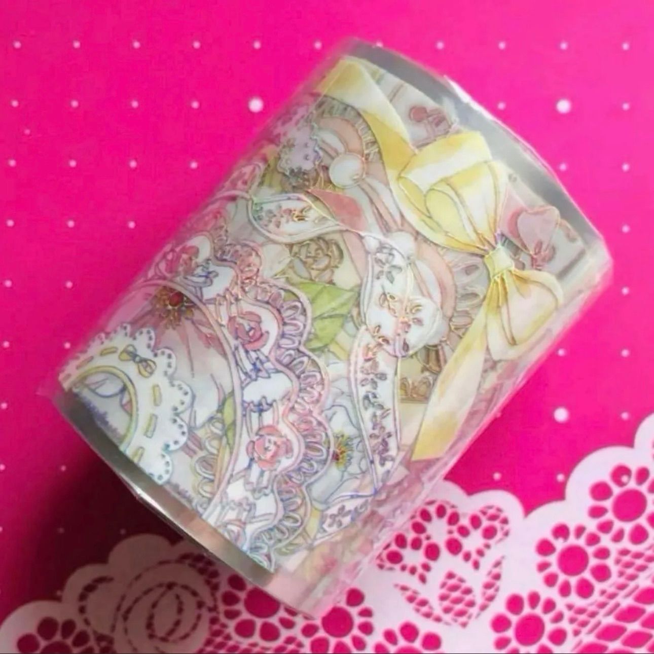 镭射银 6 cm 10 m 蕾丝花语 海外マスキングテープ 海外マステ レース リボン