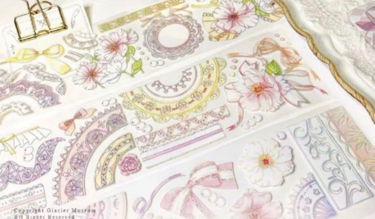  镭射银 6 cm 10 m 蕾丝花语 海外マスキングテープ 海外マステ レース リボン マスキングテープ テープ マスキングテープ