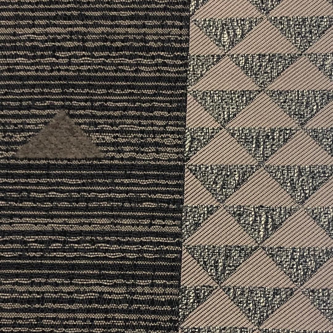 袋帯 銀黎舎 リバーシブル 鱗模様 格子柄 焦茶色 ガード加工 O-5786