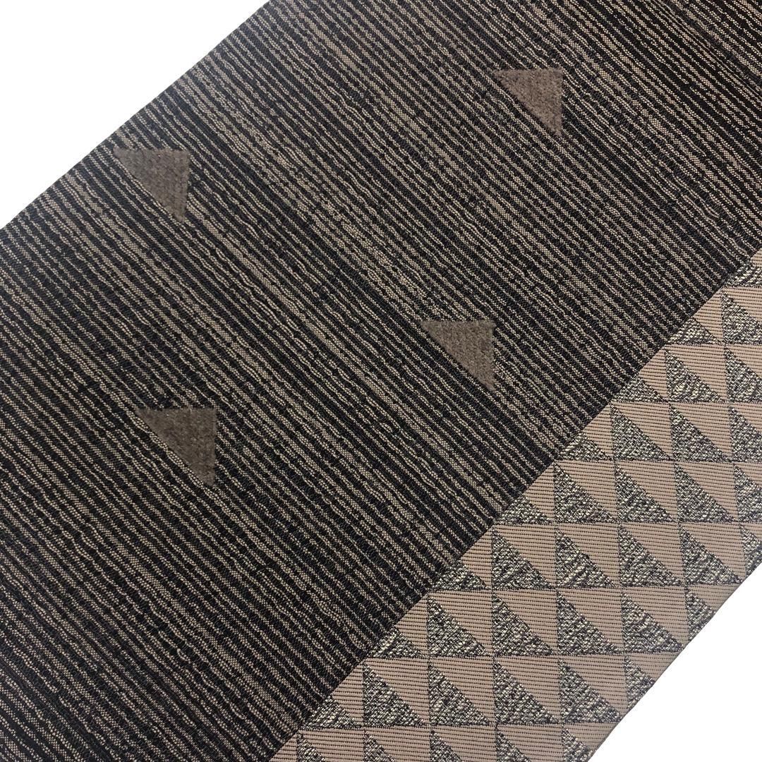 袋帯 銀黎舎 リバーシブル 鱗模様 格子柄 焦茶色 ガード加工 O-5786