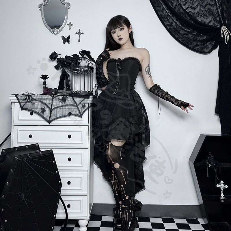 新年クリスマス用コスプレ衣装 ハロウィゴシックドレクロスディテール