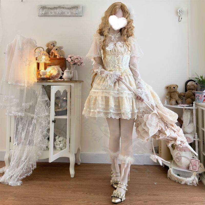 新年 用コスプレ衣装 ロリータ洋バレエ花嫁ドレ吊り帯風トップス ショートスカートセッレディーおしゃ可愛結婚撮影イベンデートに最S～Lサイズ