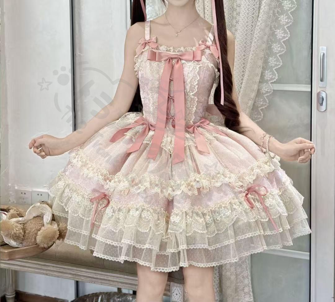 新年 用コスプレ衣装 ピンロリータドレかわいいJSサスペンダード イドル甘ロリ
