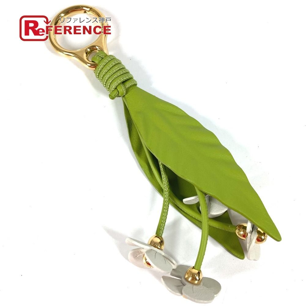 LOEWE ロエベ キーホルダー 花 フラワー 葉っぱ レザー グリーン