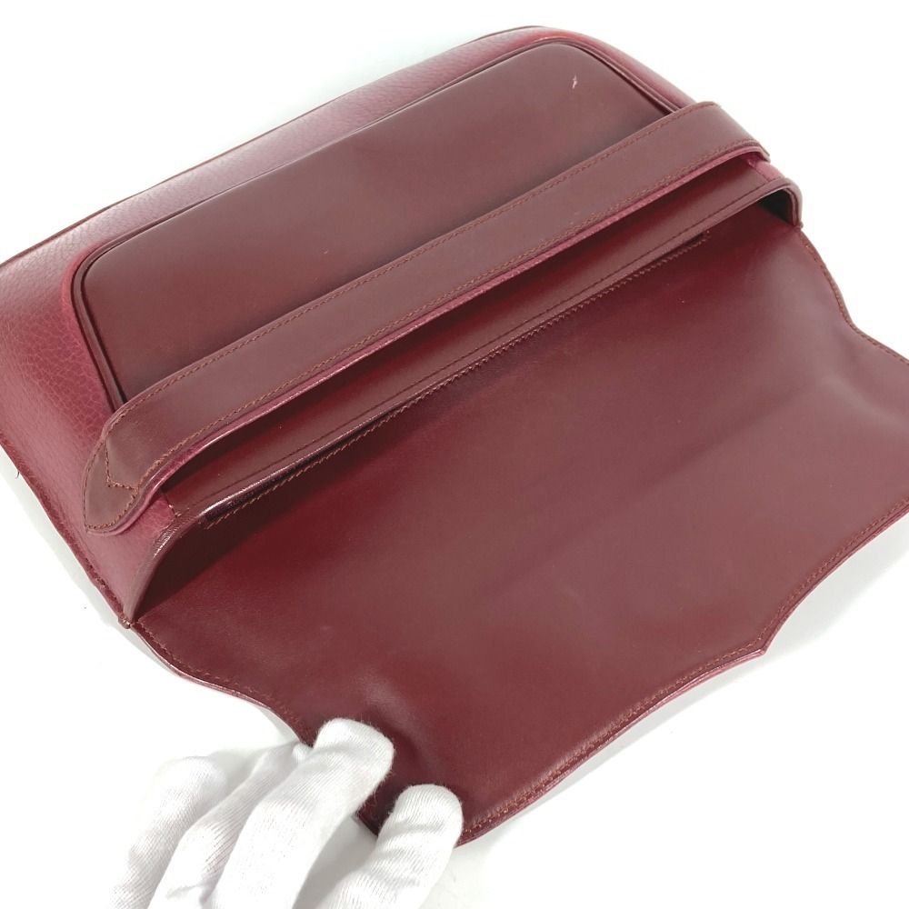 CARTIER カルティエ クラッチバッグ ロゴ レザー ワインレッド - メルカリ