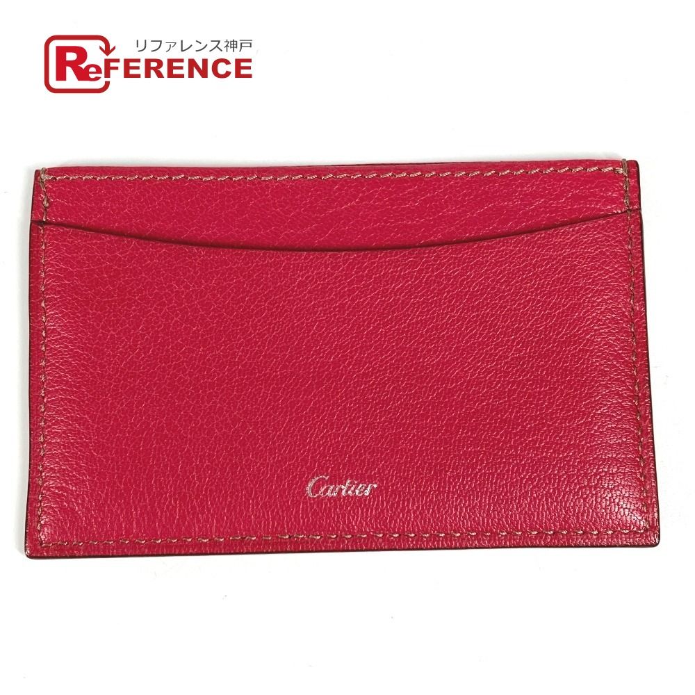 CARTIER カルティエ カードケース ロゴ レザー レッド系