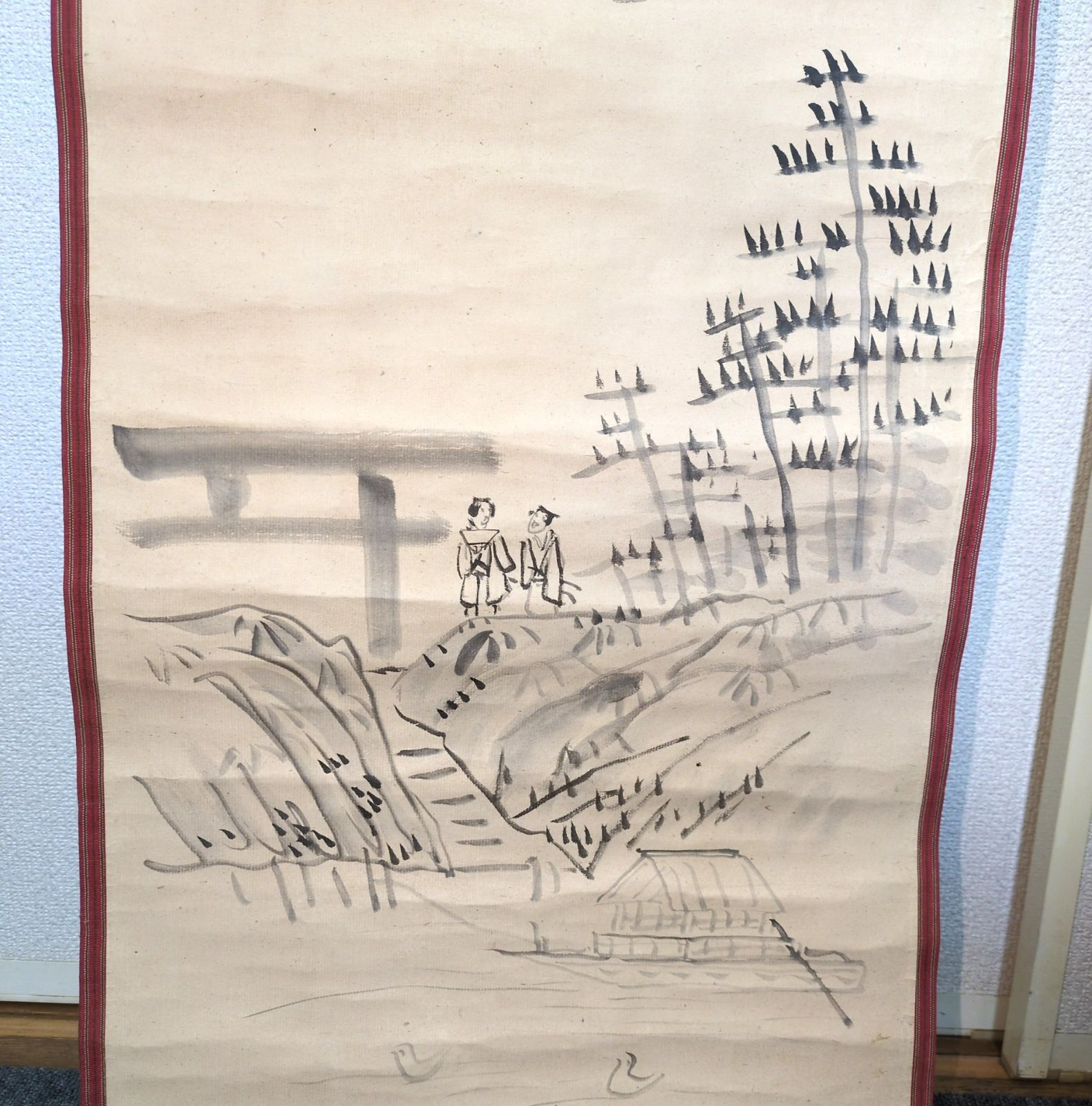 山東京伝 肉筆 絵入◇書画◇掛け軸 紙本 江戸期頃 時代物 浮世絵UKIYOE