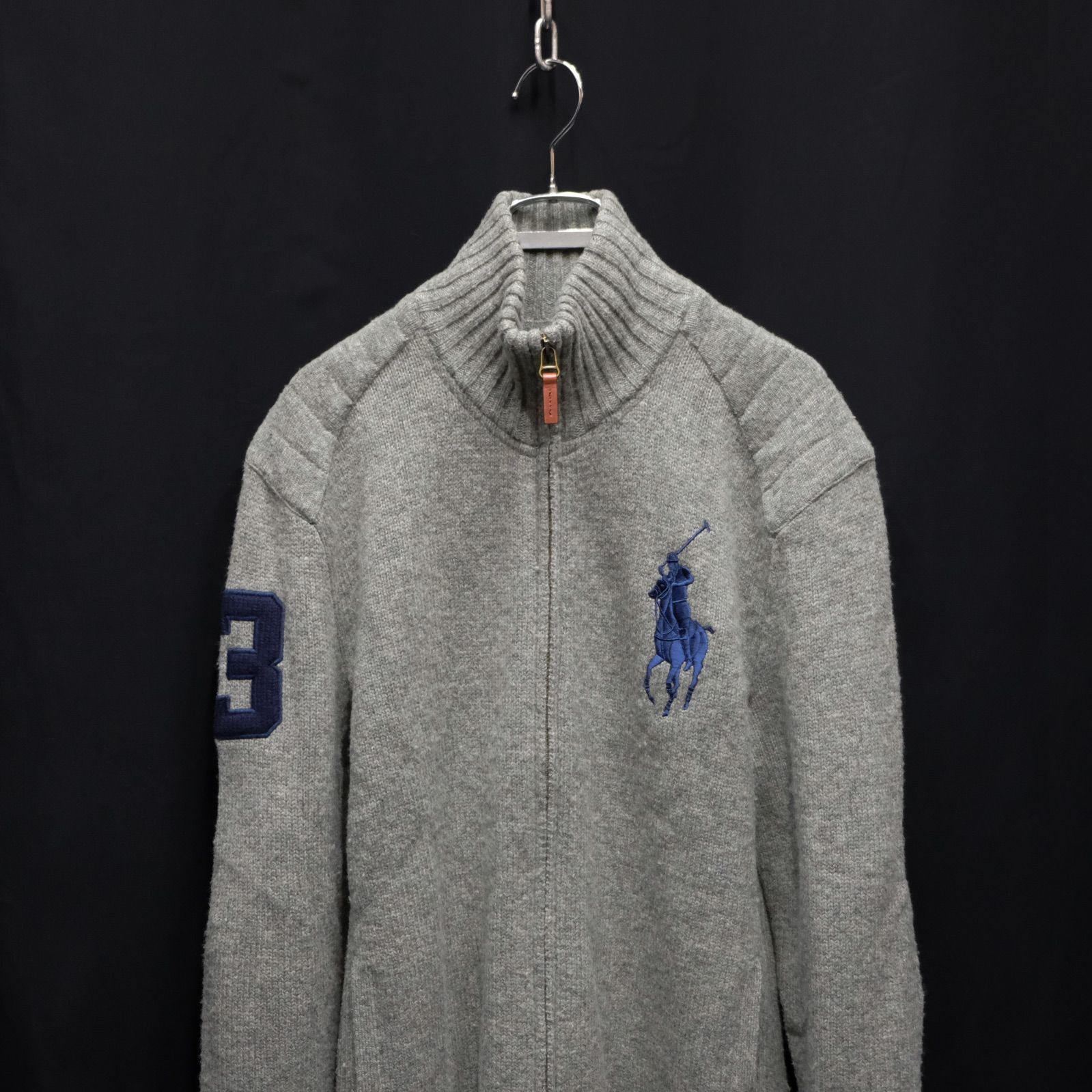 393☆【ビッグポニー ナンバリング ニットジャケット】RALPH LAUREN 