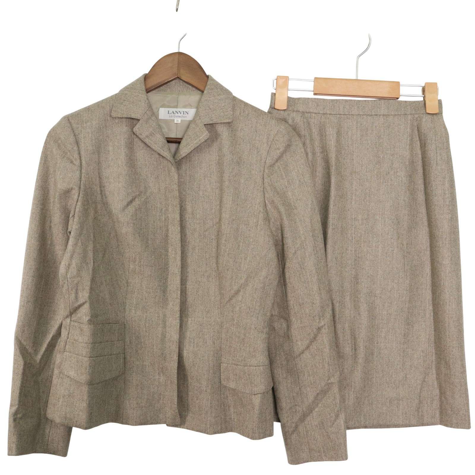 LANVIN La ランバン 秋冬 杢調 セットアップ テーラード ジャケット スカート スーツ Sz 36 レディース