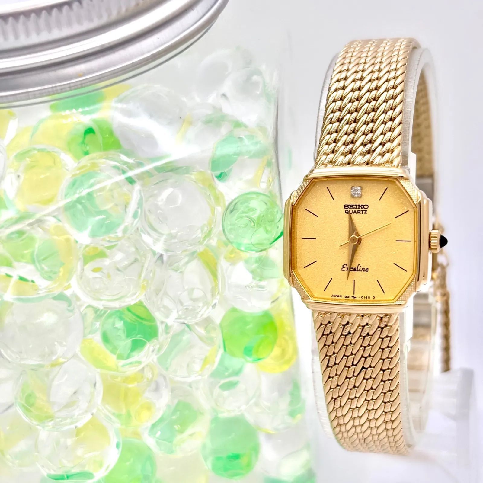 美品/新品電池】SEIKO セイコー Exceline エクセリーヌ 1Pダイヤ