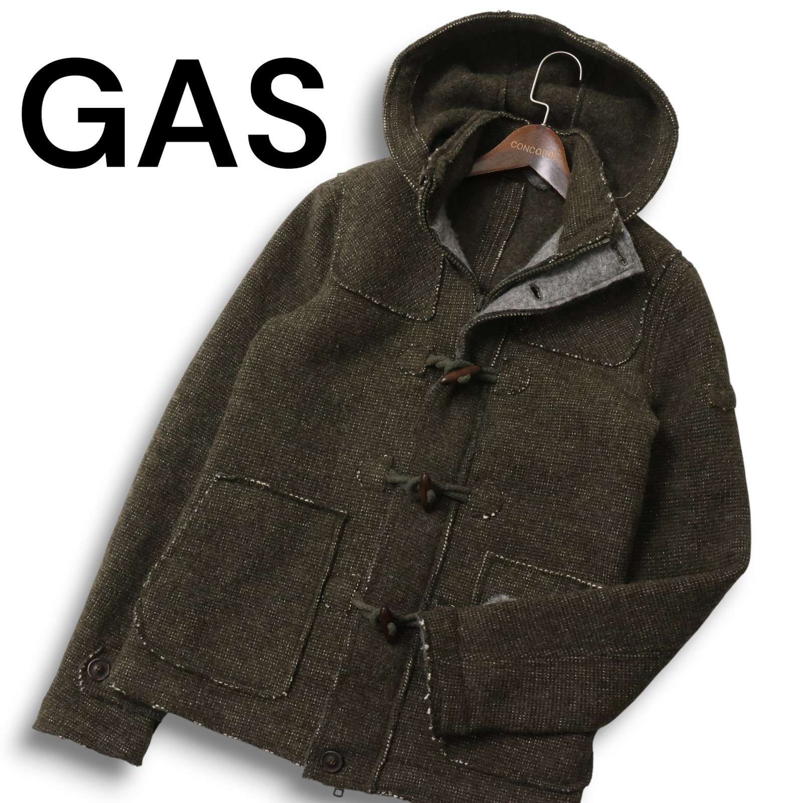 GAS MAN ガス 秋冬☆ ウール フーディー ダッフル ジャケット Sz.S 