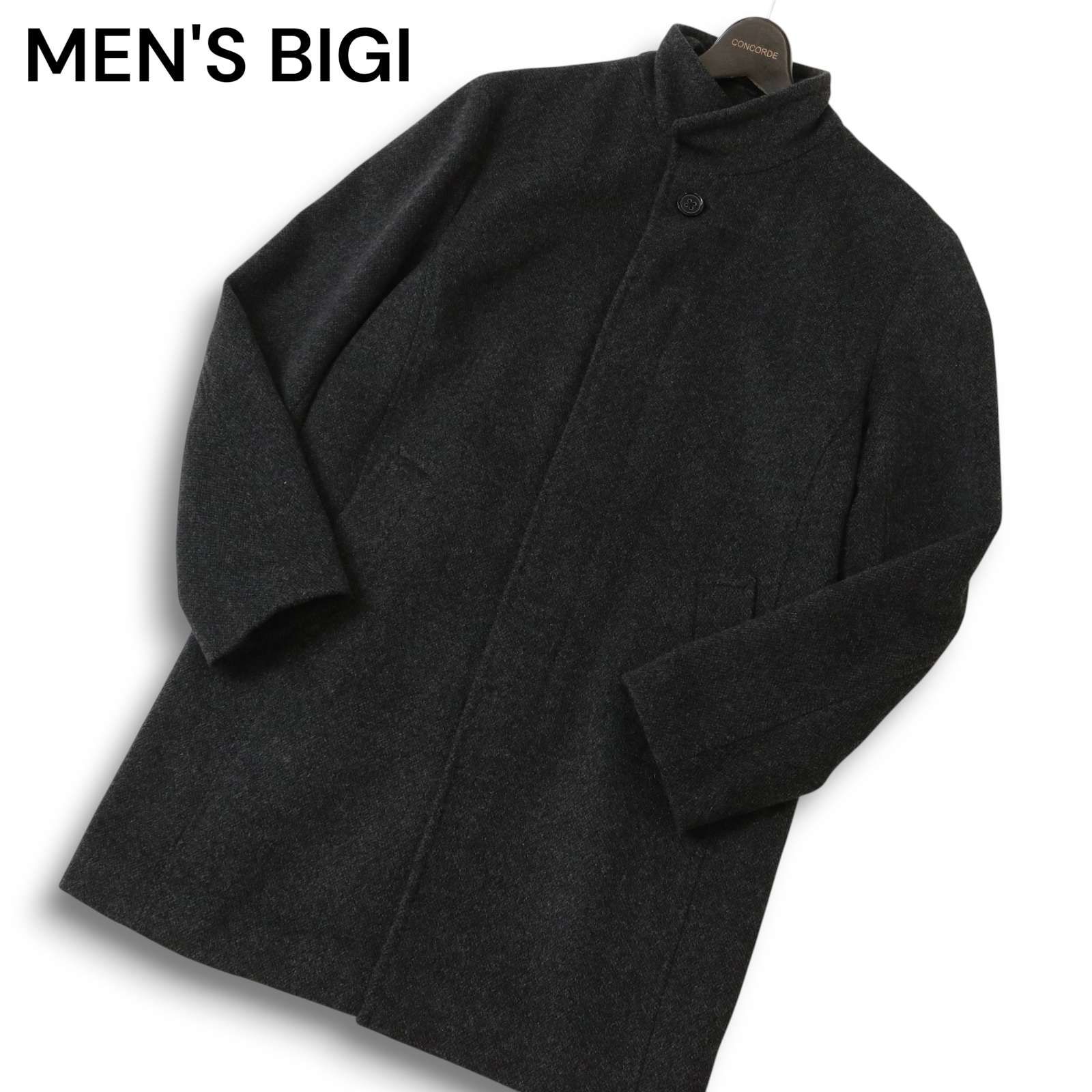 【MEN′S BIGI】未使用　ウール100 MEN'S BIGI メンズビギ 秋冬☆ ウール100% スタンドカラー コート Sz.L