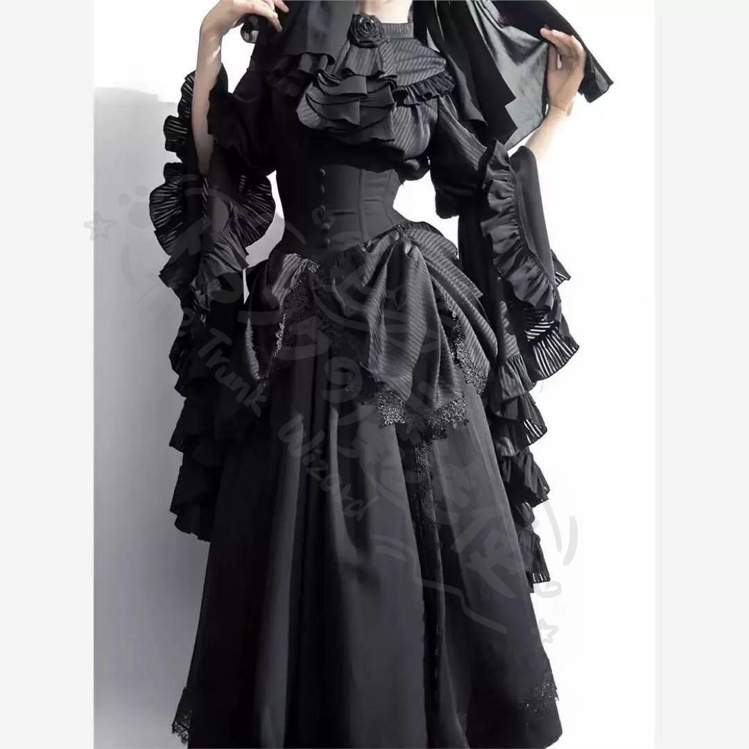 アウトレット 新年クリスマス用コスプレ衣装 ゴスロリロリー黒い