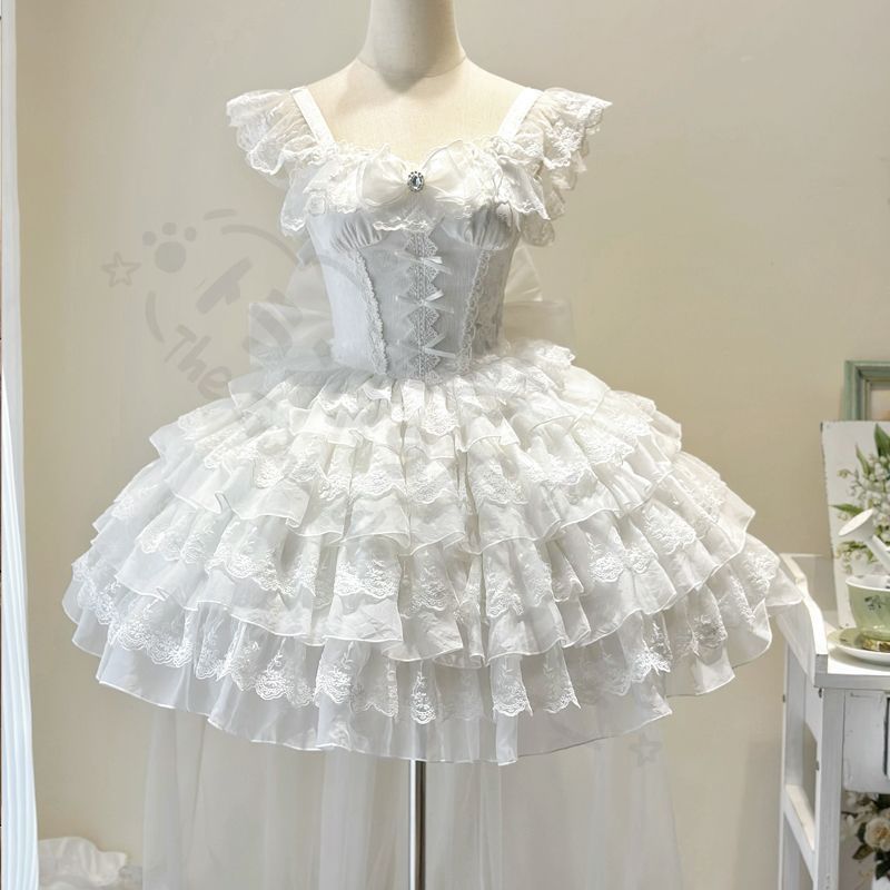 新年 用コスプレ衣装 破羽の再生 オリジナルデザイロリータ洋バレエJS キャミワンピーブラック ホワイ高貴で優雅な花嫁風デザイ撮影舞台推しプレゼントにも最適