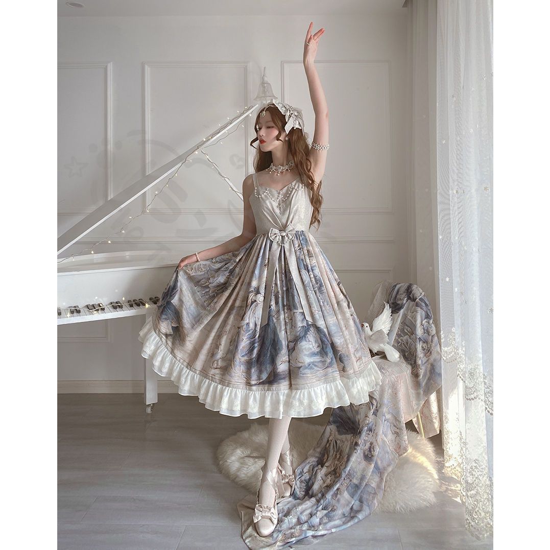 新年 用コスプレ衣装 ロリータドレ油画宮廷JSK吊りドレレース飾ゴージャハンドメイプリンセスワンピース 別売