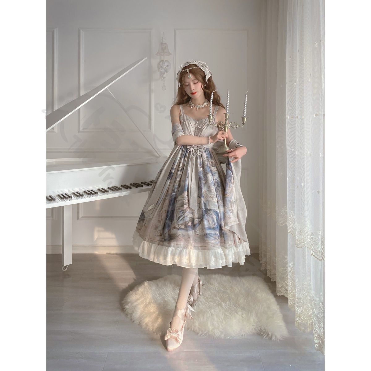 新年 用コスプレ衣装 ロリータドレ油画宮廷JSK吊りドレレース飾ゴージャハンドメイプリンセスワンピース アクセサリー別売