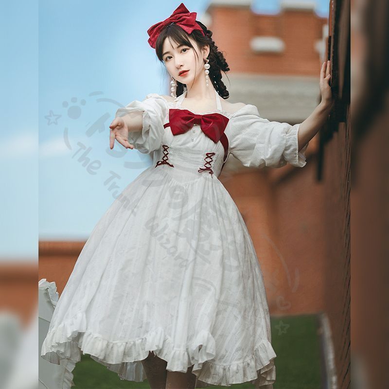 新年 用コスプレ衣装 オリジナルデザイロリータワンピー一字2 WAクラシックCLAスタイ花びらスカーOP リボンベルト付秋レディース向け