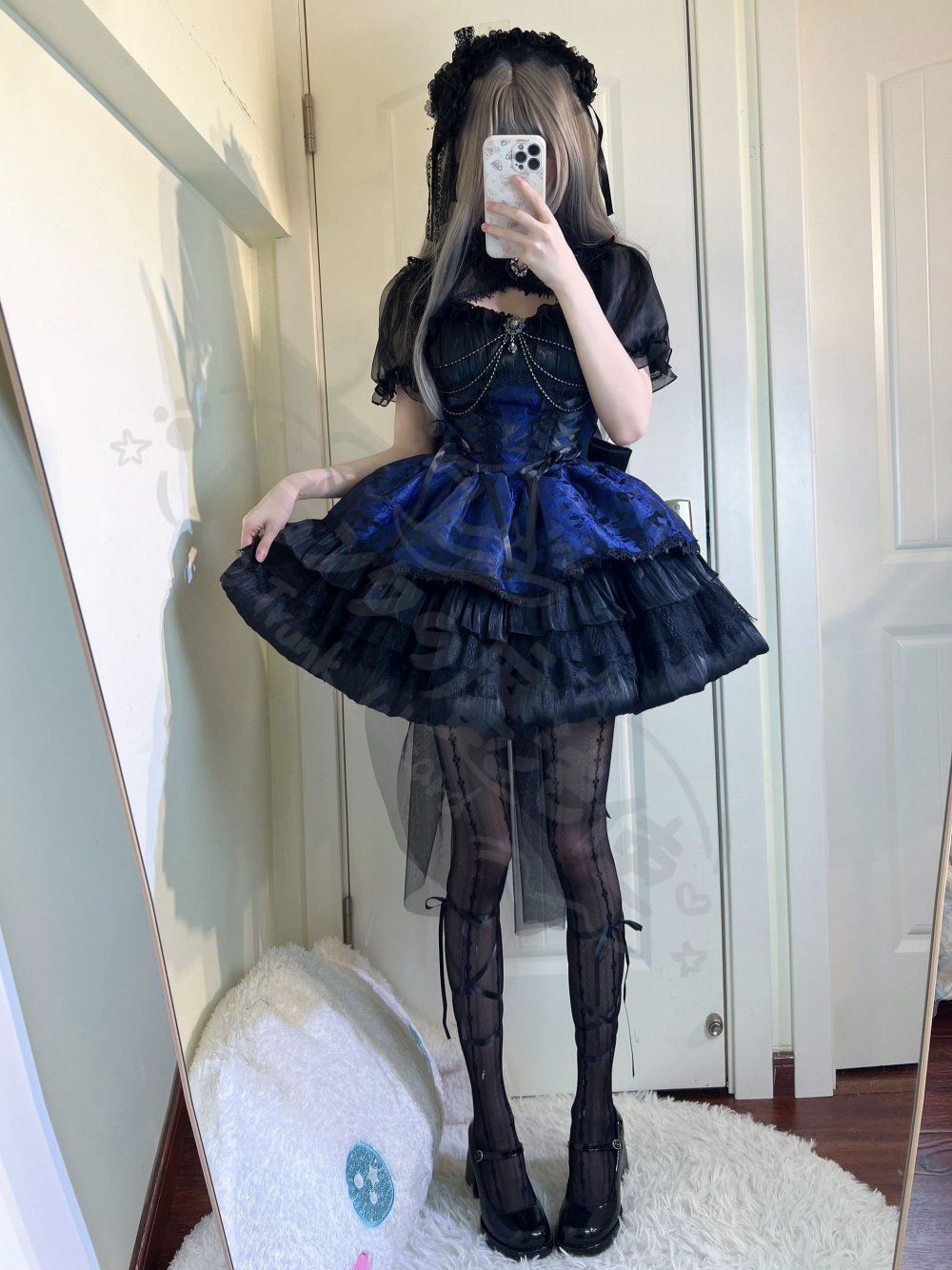 新年 用コスプレ衣装 暗黒系オリジナルデザイLolitワンピーJSサマーエレガン電光ブルー 灰ブルー 黒ピンク レッ コスプレ衣ゴスロロリー 撮影