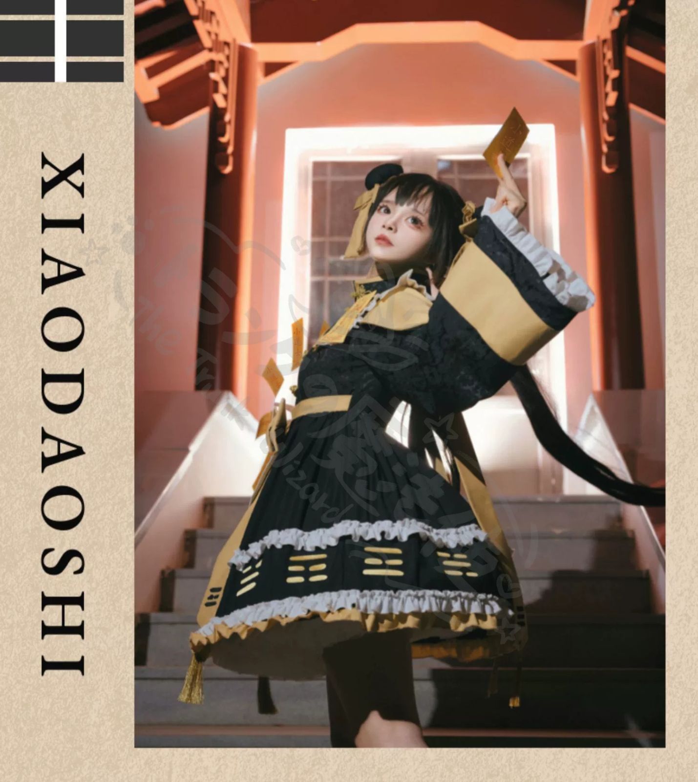 新年 用コスプレ衣装 新Lolita洋オリジナコスプロリーアイドル衣ワンピー日系女子中高 長ワンピーレディー 日常可愛軽いLoスタイ 可愛姫新デザイ黒黄色 黒ピンセッS XXLサイズ対応