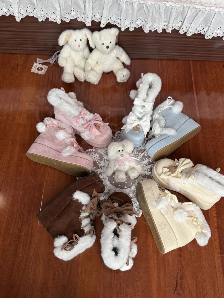  新年 用コスプレ衣装 暖洋洋ロリータシューかわいいデザイふわふわスノーブー冬あったミルクイエロー デイリー＆イベントに最プレゼントにも ムートンブーツ ブーツ