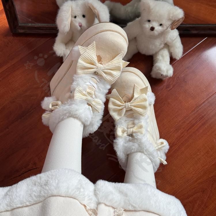 新年 用コスプレ衣装 暖洋洋ロリータシューかわいいデザイふわふわスノーブー冬あったミルクイエロー デイリー＆イベントに最プレゼントにも