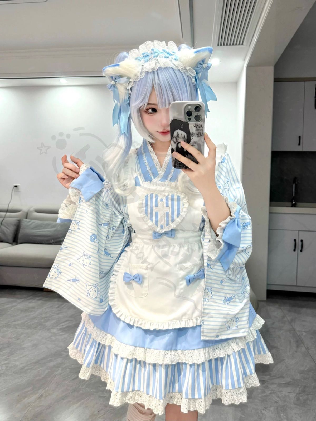 新年 用コスプレ衣装 フリサブカファッショドレ長半地雷水色界天使界ロリィロリー病みかわいジャーハーフパンレッグウォーマヘッドドレオタオタライブ参 地雷地雷地サブカル系