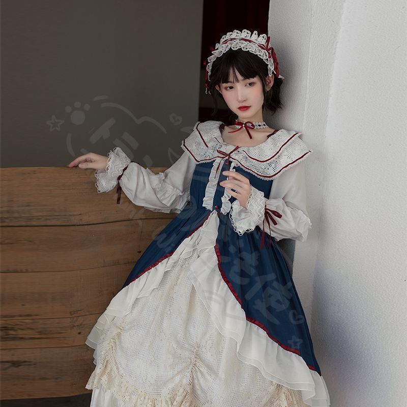 新年 用コスプレ衣装 白雪姫デザイロリータドレ大きなフ スカー2 WAY肩下げスタイ秋冬レディースクラシカルロリー高品撮影用ドレおしゃれでかわい推しパーティー衣仮イベントプレゼントにも最 デザイン