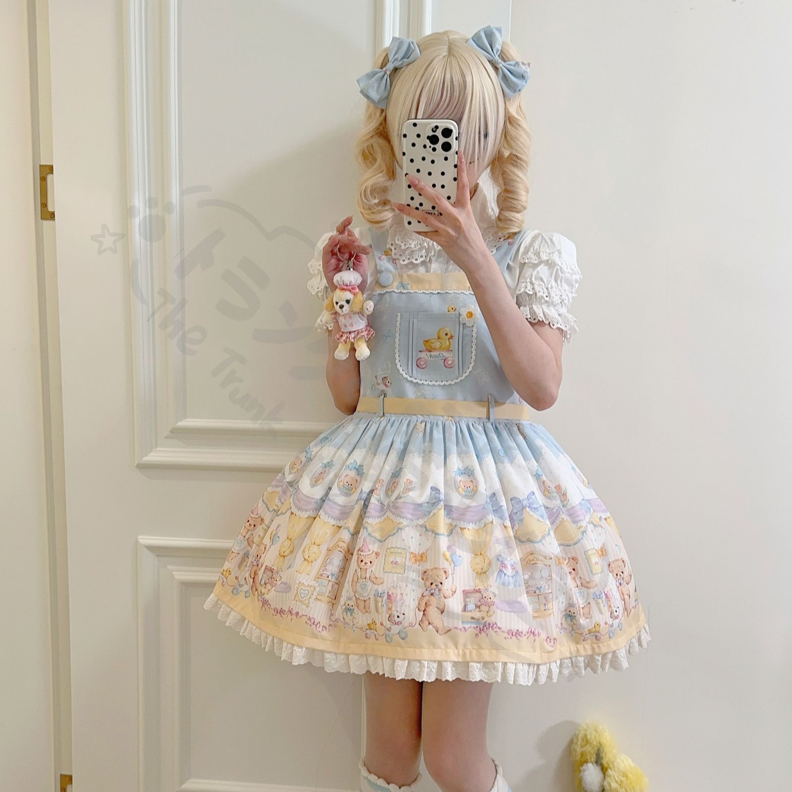 新年 用コスプレ衣装 ロリー くまモチーコスプレ衣高腰甘ロリデザイジャンパースカー豪華3点セット ジャンパースカート＋リボン＋ヘッドアクセサリー撮影舞台演推しハロウィプレゼントにも最適