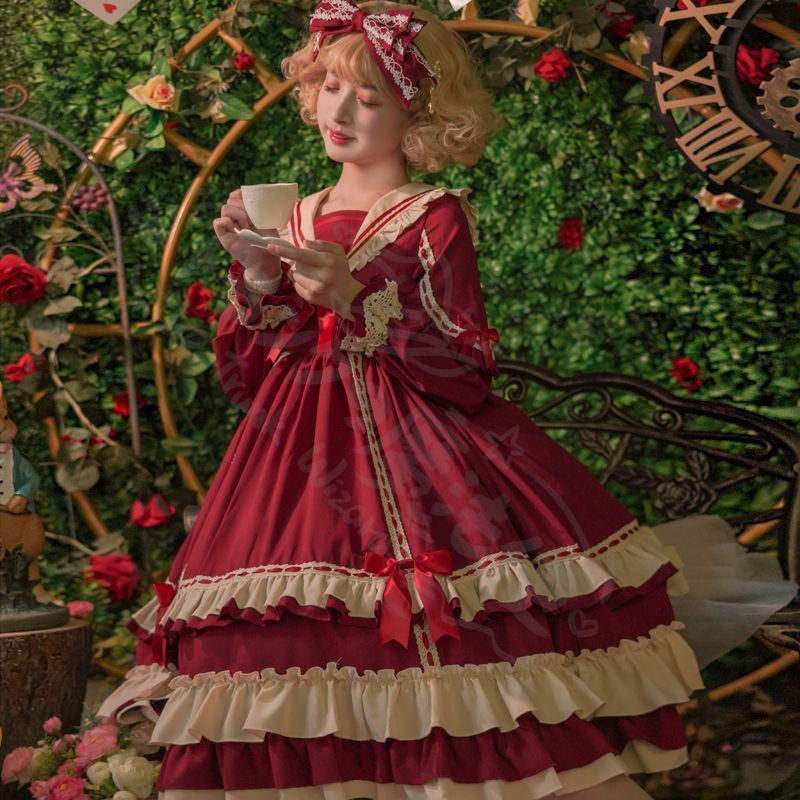 新年 用コスプレ衣装 ベティ小姐 べてぃしょうじょオリジナルデザイ宮廷風高腰長袖ロリータワンピーO豪華セッ文化イベント撮影仮