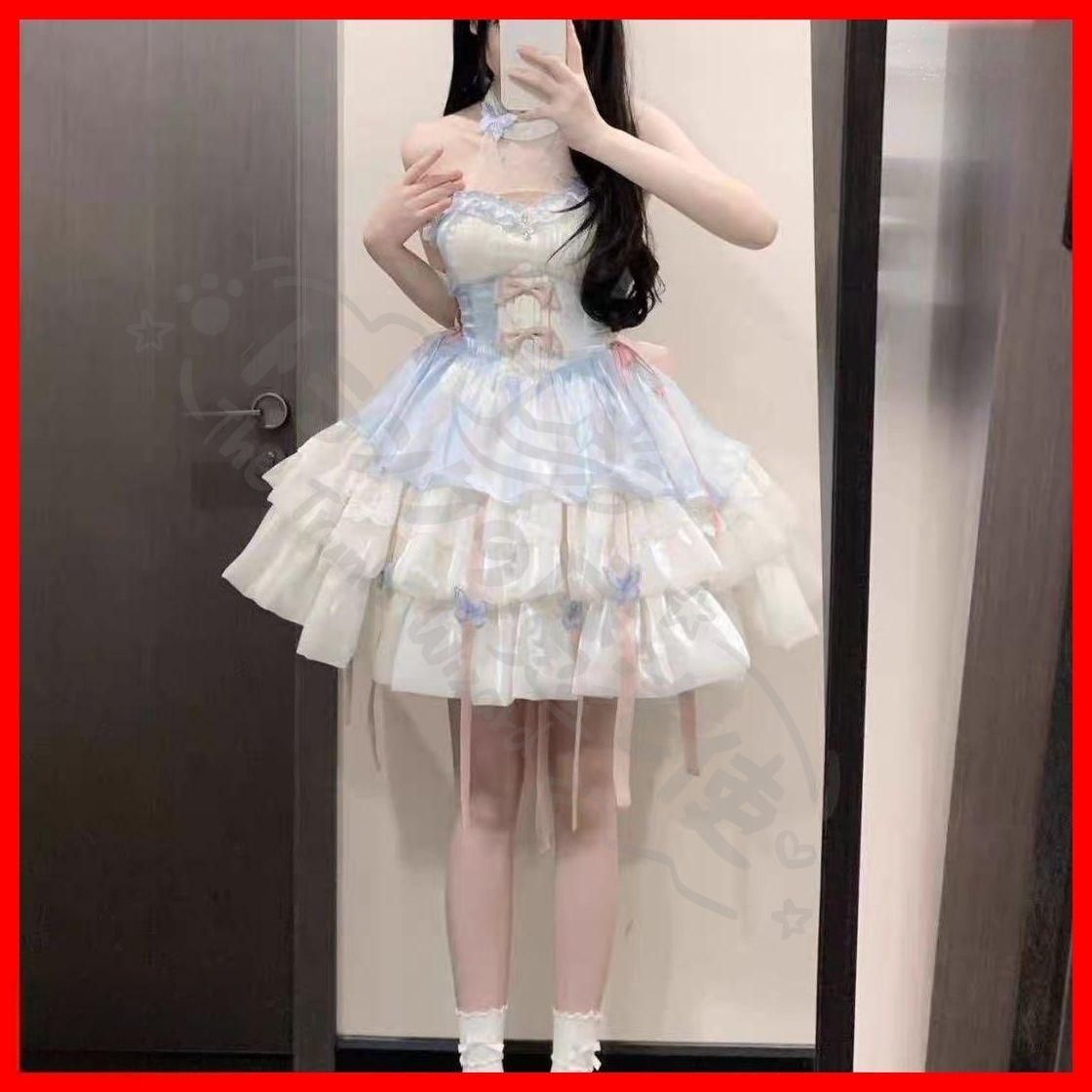 大人気バタフライロリータワンピース❤️お姫様風で女子会映え！ 新年クリスマス用コスプレ衣装 大人気バタフライロリータワンピース