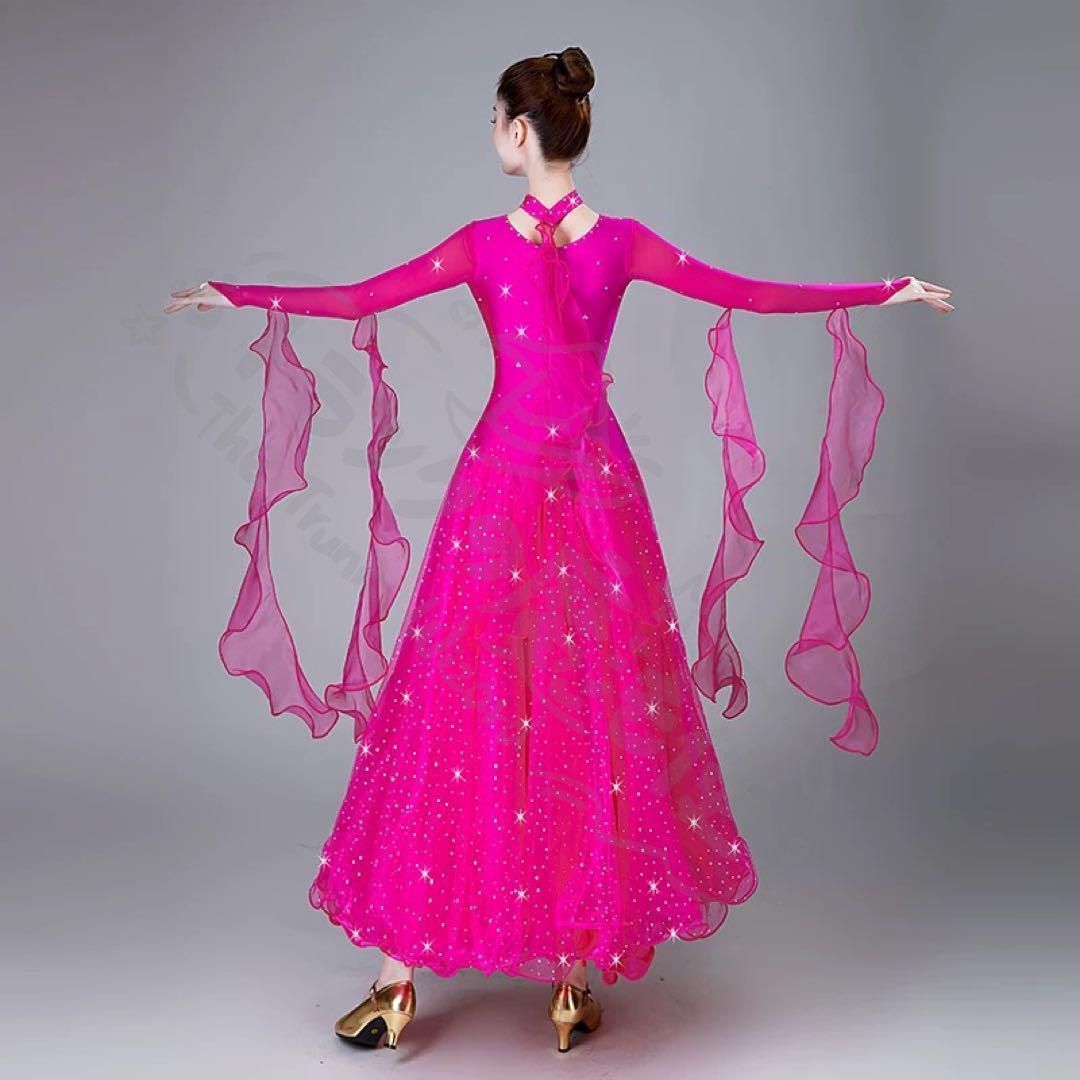 ストーン付き華やかスタンダードドレス✨2色使いで発表会や競技会、デモに最適！ 節約 新年クリスマス用コスプレ衣装 華やかなスタンダードドレス