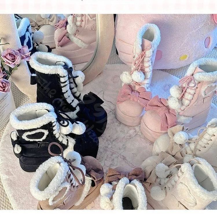 新年クリスマス用コスプレ衣装 冬ロリータシュー可愛い厚底デザイ加保