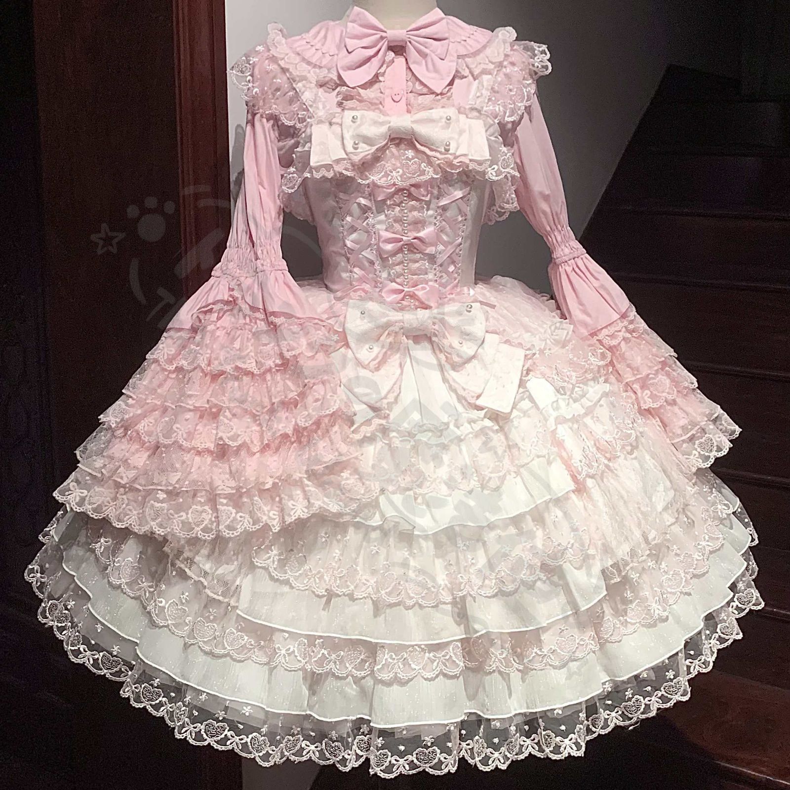 新年 用コスプレ衣装 愛恋序曲Lolita洋甘ロリスタイjsk吊りスカー 姫系デザイピンクホワイトブルーの 展撮影会イベントデイリースタイルに フェミニンコーデ