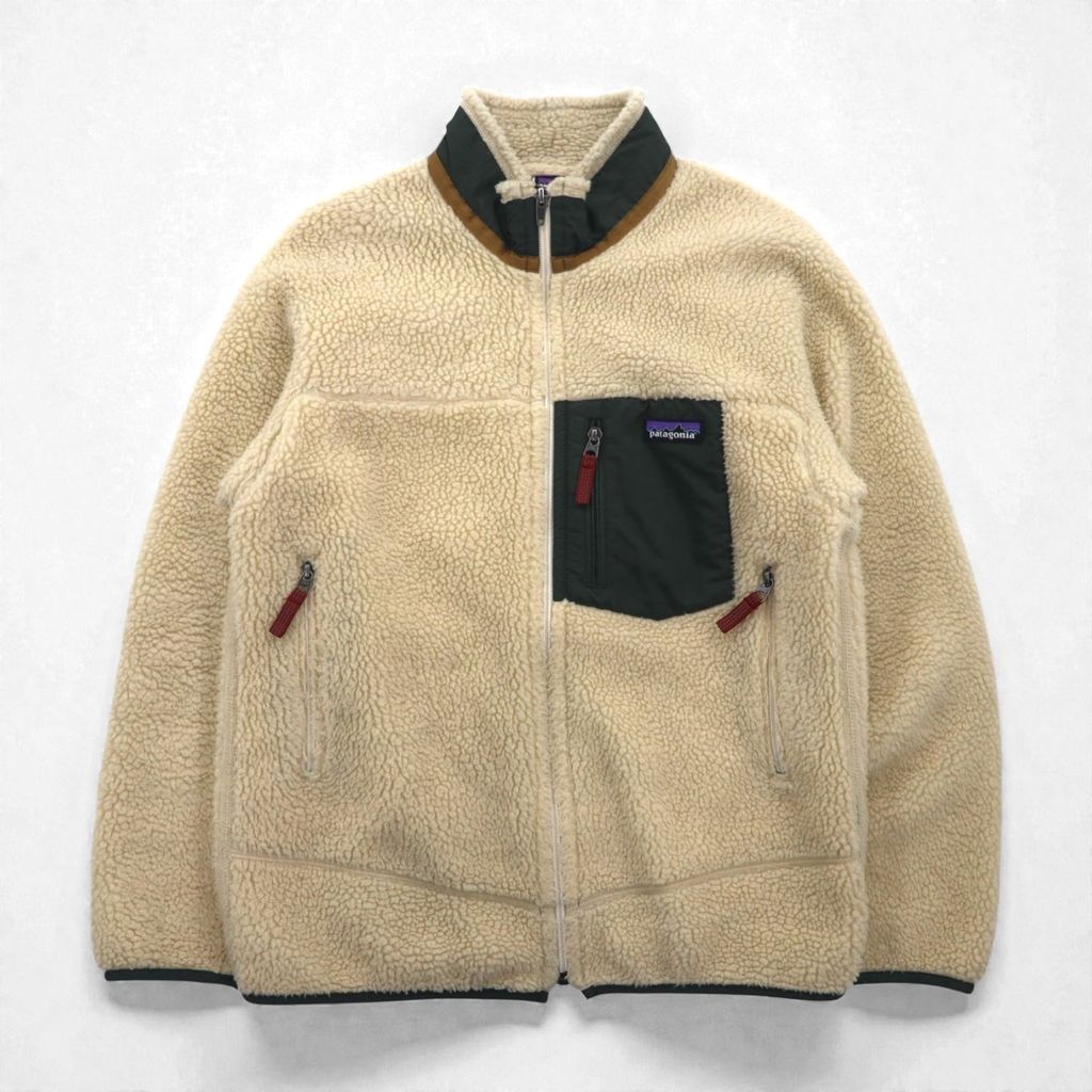 Patagonia レトロX Boys Retro X Jacket ボア フリースジャケット M ナチュラル グリーン ナイロン切替 65644