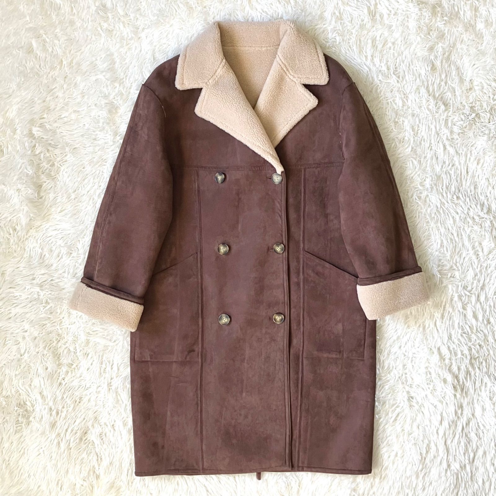 最終価格】RANDEBOO リバーシブルムートンコート ロングコート 2way 