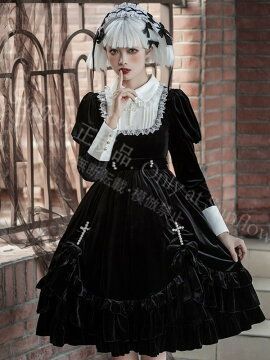 コスチューム・コスプレ ロリータ ハロウィン シスター風 十字架 ミモレ丈 レディース ゴスロリ ハイウエスト Aライン 暗黒風 長袖 フリル コスチューム 可愛い セクシー 日常 仮装 パーティ イベント ステージ 春秋冬用 CJSP111