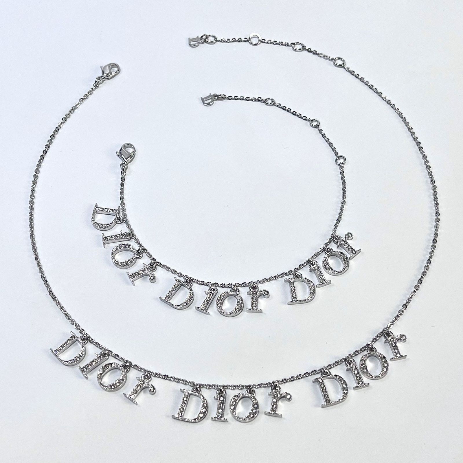 Dior ディオール Dior ロゴ ラインストーン ドロップ ネックレス 