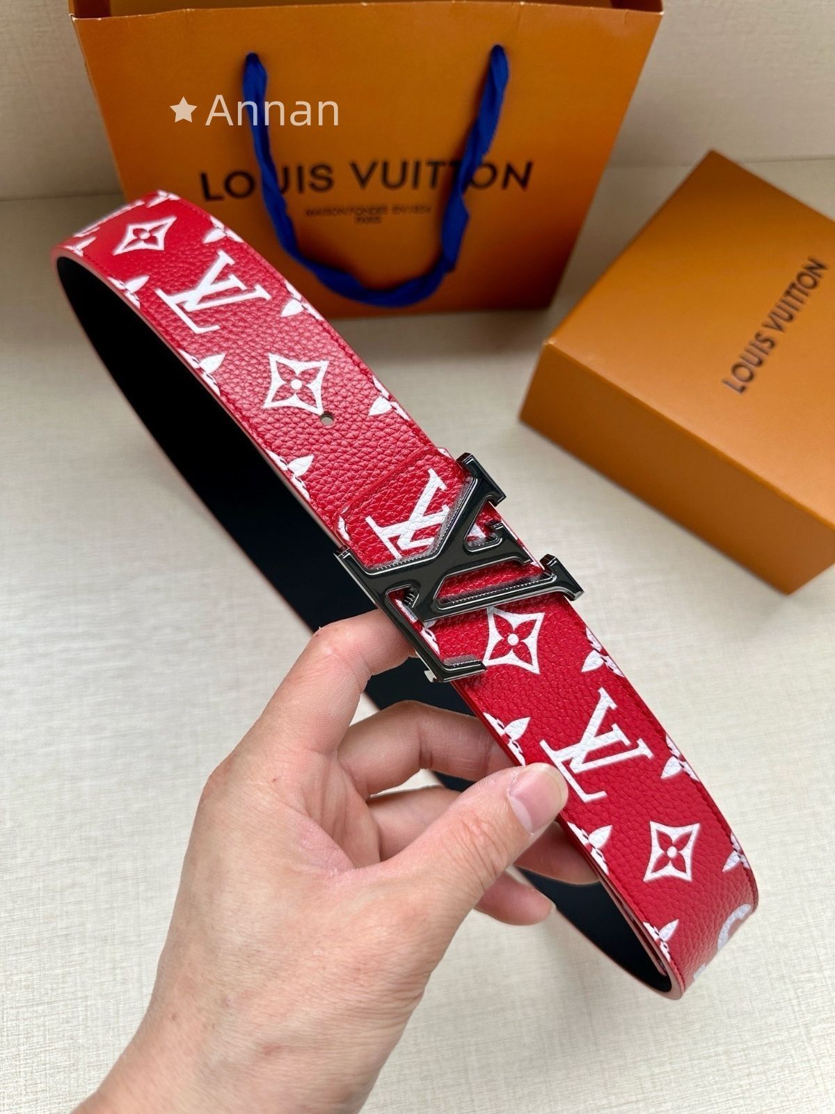 超 品 LV LOUIS VUITTON ルイヴィトン ベルト メンズ 本革