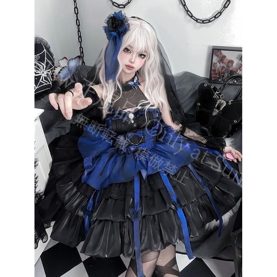 ワンピース ロリータ Lolita ブラック ブルー プリンセス S XL おしゃれ コスプレ パーティー プレゼント レディース コスチューム CJSP 141