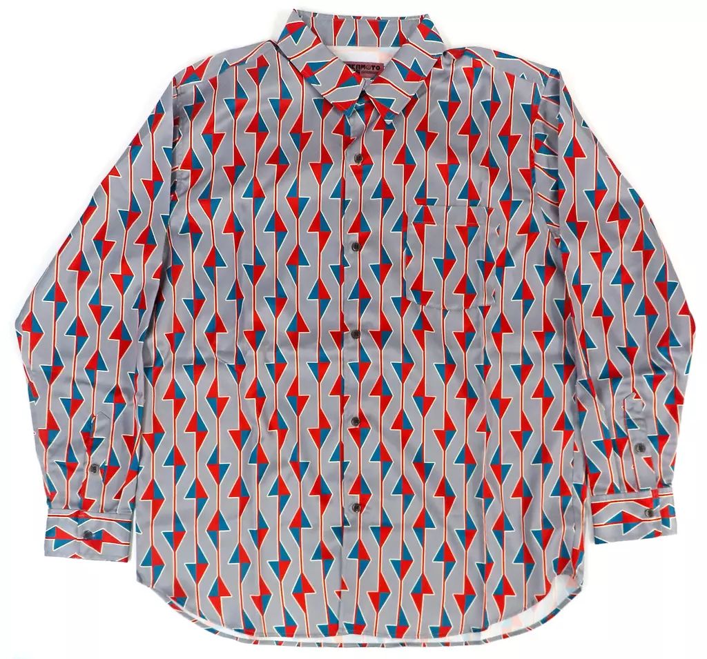 ポロシャツ ワークシャツ 南雲の柄シャツ レッド×グリーン Mサイズ SAKAMOTO DAYS