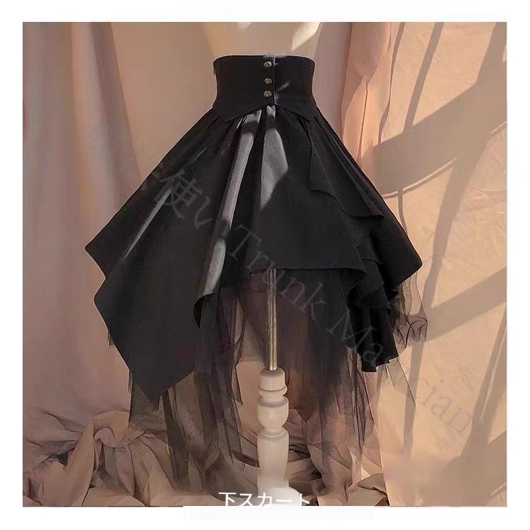 新年 用コスプレ衣装 用 ゴシックロリータセットアップ ランタン袖シャツ コルセット付きスカート 修道女風 コスプレ衣装 撮影会 イベント用 エレガントデザイン 高品質