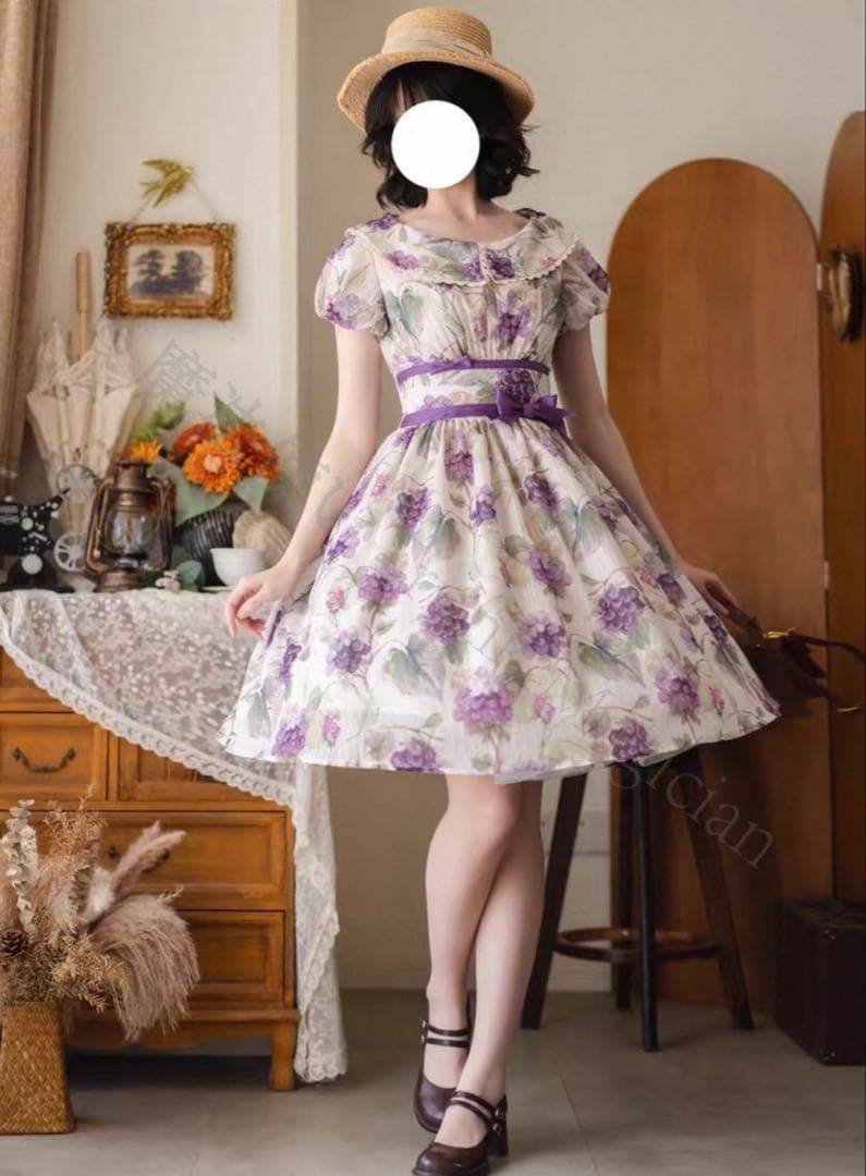 新年 用コスプレ衣装 ぶどう柄ロリータワンピースお上品なスタイルでデートやお出かけに最適